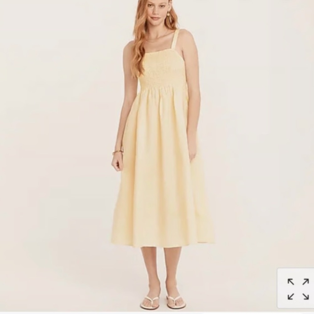 New w Tag: J Crew Smocked Beach Dress. White. Linen Cotton Blend. Size Medium - Picture 12 of 13